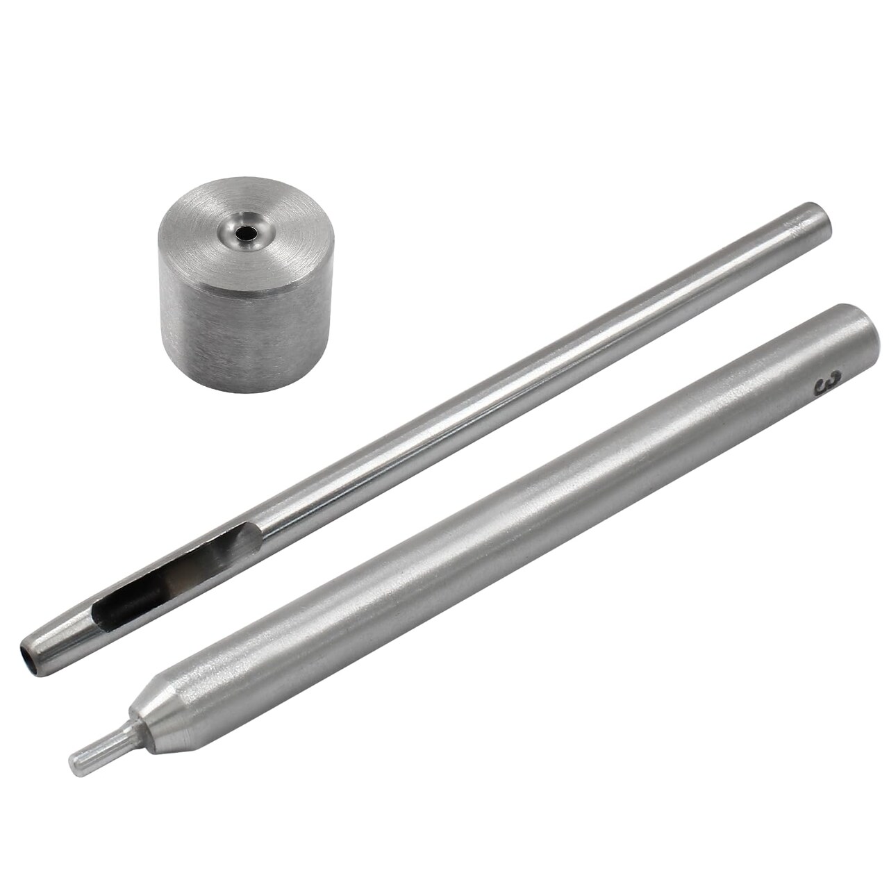 Eyelet Hole Punch Die Tool, 3mm Grommet Setter Hollow Punch (Includes Base & Ram) for Leather Craft Clothing Handbag Fabric Curtain DIY